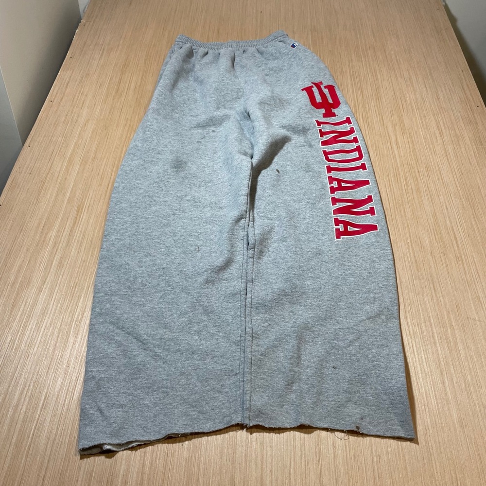 Champion Sweatpants Women Indiana University Hoosiers Gray Raw Hem Distressed